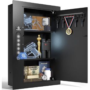 XDeer Security خزائن حائط مسطحة، خزائن مخفية في الحائط، خزائن بيومترية، خزائن بصمات الأصابع، خزائن إلكترونية مخفية مع لوحة مفاتيح رقمية لحماية المسدسات والمال والمجوهرات وجوازات السفر - للمنزل أو العمل in Kuwait
