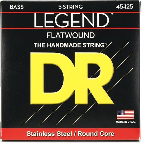 DR Strings Hi-Beam Flats - Flatwound Stainless Steel Round Core 5 String Bass 45-125 & PURE BLUES Bass Guitar Strings (PB5-45) in Saudi Arabia