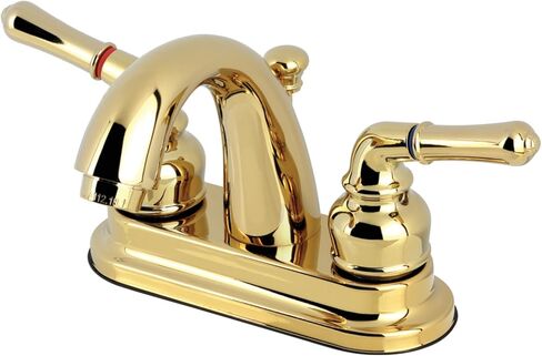 Kingston Brass GKB5612NML Naples 4 "صنبور حمام في المنتصف، 3-5/8" وصول صنبور، نحاس مصقول in Kuwait