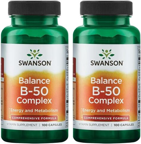 Swanson B-50 B-Complex Vitamins Energy Cardio Stress Metabolism Support 100 Capsules (Caps) in Saudi Arabia
