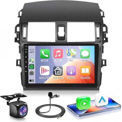 [8 CORE 2G+64G] راديو سيارة لسيارة Toyota Corolla 2009-2013 مع Apple Carplay/Android Auto، 9 بوصة Android 13 IPS شاشة لمس ستيريو للسيارة، بلوتوث، GPS Navi، WiFi، SWC، DSP + كاميرا احتياطية in Kuwait