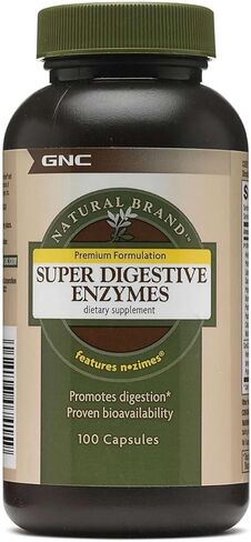 GNC Natural Brand Super Digestive Enzymes | Promotes Protein, Carbohydrate and Fat Digestion | 100 Capsules in Kuwait