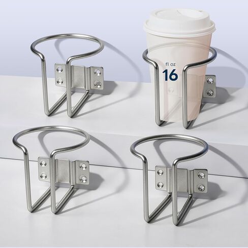 DDL 4 PCS Boat Cup Holder,Premium Wall Mounted Stainless Steel Holders for Beverage Bottles Cans Mugs,Cup Holders for RV Yacht Silver D0432 in Saudi Arabia