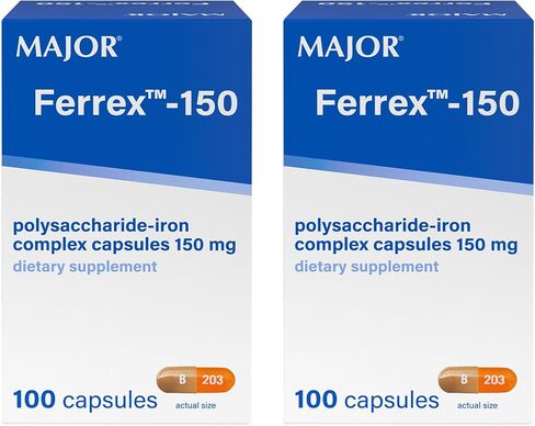 كبسولات ماجور فيريكس-150 من مادة البولي ساكيريد الحديد، 10 × 10 من MAJOR PHARM (PGN) in Kuwait