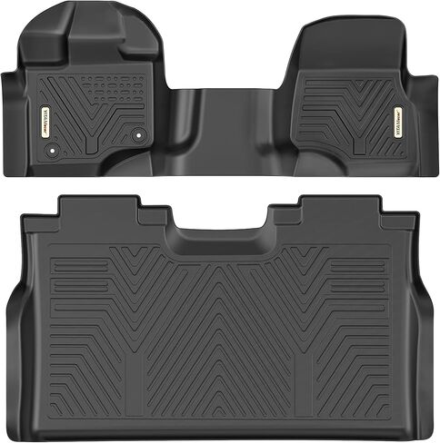 YITAMOTOR Floor Mats Compatible with 2010-2014 Ford F-150 F150 SuperCrew/Crew Cab with 1st Row Bucket Seat, Custom Fit 2 Row Set (Front & 2nd Seat), Black TPE All-Weather Guard in Kuwait