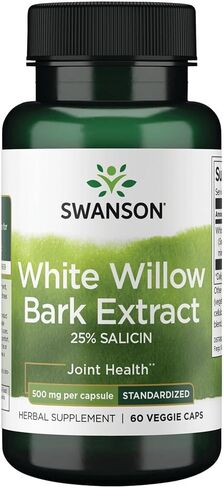 Swanson Maximum Strength White Willow Bark Extract-Promotes Joint Support & Muscle Relief-Standardized to 25% Salicin-Natural Supplement with No Stomach Irritation (60 Veggie Caps, 500mg Each) in Saudi Arabia