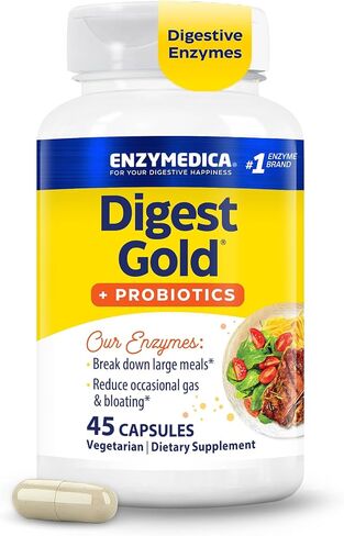Enzymedica Digest Gold + Probiotics, 2-in-1 Advanced Formula, Supports Healthy Gut with 9 Different Probiotic Strains, Improves Digestion, 90 Capsules (FFP) in Kuwait