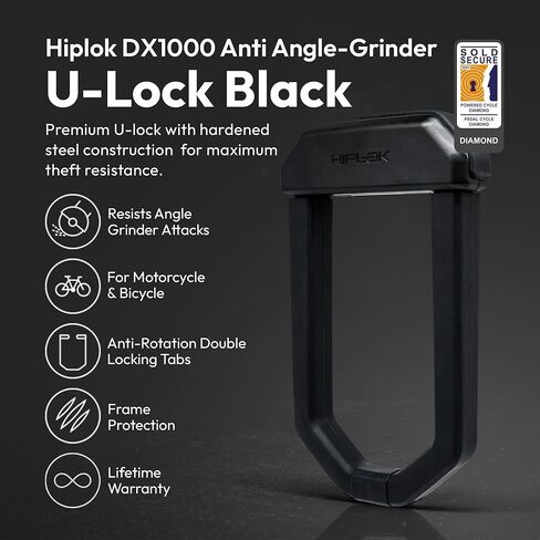 Hiplok D1000 للجنسين U-Lock منطقة إغلاق سوداء بالكامل 15.5 سم × 9.2 سم in Saudi Arabia