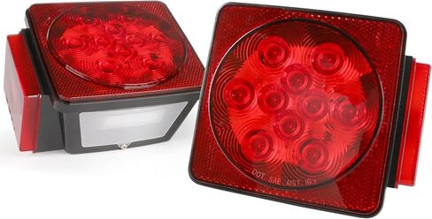 MAXXHAUL 70468 Trailer Light Kit - 12V All LED, Rectangular Left and Right Waterproof Submersible for Trailers, Boat Trailer Truck Marine Camper RV Snowmobile in Kuwait