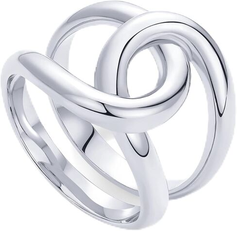 PAVOI 14K Gold Plated Chunky Interlock Statement Ring for Women | Interloop Band Thick Link Stackable Rings in Saudi Arabia