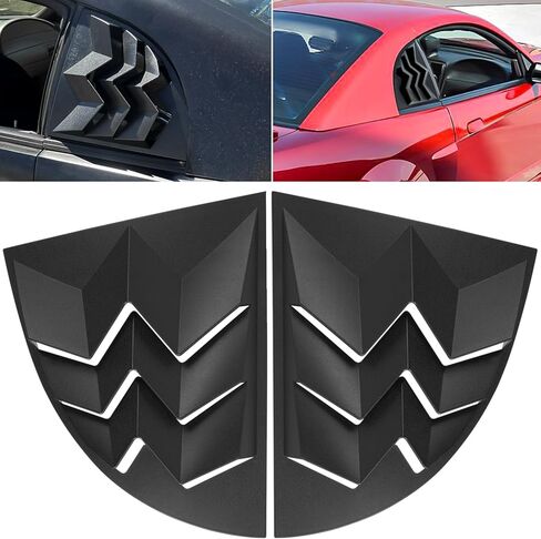 فتحات جانبية للنافذة لسيارة Ford Mustang 1999 2000 2001 2002 2003 2004 غطاء حماية من الشمس للزجاج الأمامي ABS غطاء نافذة فتحة تهوية بنمط GT Lambo أسود غير لامع (قطعتان) in Saudi Arabia