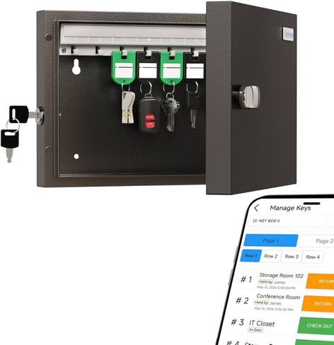 WeHere 32 Key Lock Box with Dual Lock, Combination & Key Unlock, Key Cabinet Wall Mount with Key Tag Label, Key Holder Storage Lockbox for Store, Office, Company, House, App Key Directory ERP in Saudi Arabia