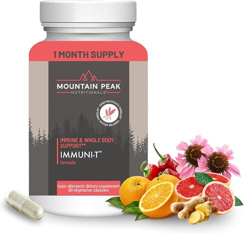Mountain Peak Nutritionals Immuni-T - Helps Support Respiratory and Immune System - Zinc, Vitamin A, Vitamin C and Vitamin B6 - Hypoallergenic Dietary Supplement (60 Vegetarian Capsules) in Saudi Arabia