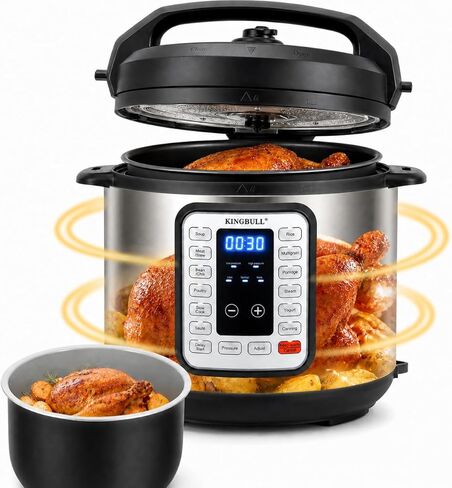 KINGBULL 12-in-1 Electric Pressure Cooker, Instant Multi-Use Non-Stick Pot, Slow Cooker, Rice Cooker, Steamer, Sauté, Yogurt Maker, Warmer &Delay Start,LED Screen& Manual(6QT) in Saudi Arabia