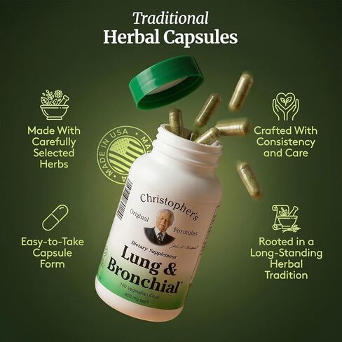 Dr. Christopher's Unisex Lung & Bronchial Formula Vegetarian Capsules 100 Count 400 mg Each in Saudi Arabia