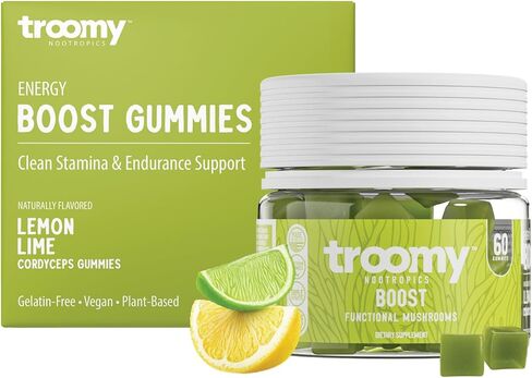 Troomy Boost Cordyceps All Natural Mushroom Gummies - Supports Active Lifestyle & Hyper Focus - Lemon Lime - 60 Count in Saudi Arabia