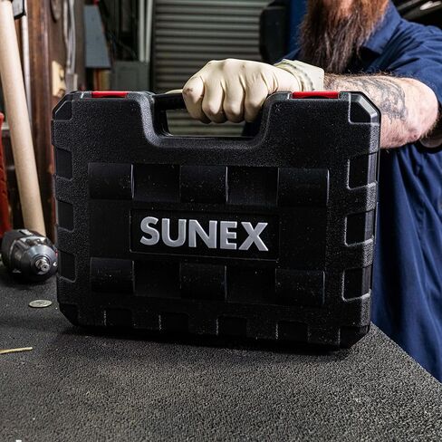 SUNEX TOOLS 2640، مجموعة مقابس تأثير محرك 1/2 بوصة، 19 قطعة، SAE، 3/8 بوصة - 1-1/2 بوصة، سبائك فولاذ Cr-Mo، تصميم زاوية نصف قطرها، علامات مزدوجة الحجم، حقيبة تخزين شديدة التحمل، يفي بمعايير ANSI in Kuwait