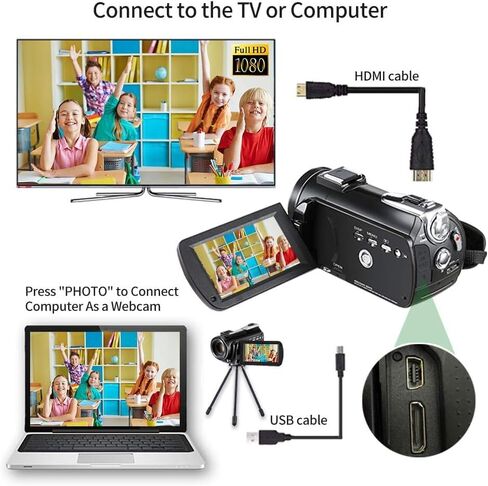 ORDRO 4K Video Camera Camcorder AC5 Plus Vlog Camera with 12X Optical Zoom Vlog Camera 1080P 60fps Video Camera for YouTube with Mic LED RGB Light Wide Angle Lens Handheld Holder 2 Batteries in Saudi Arabia