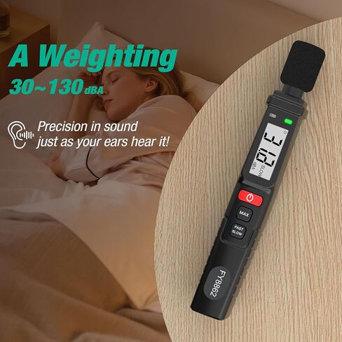 Decibel Meter, Digital Sound Level Meter 30-130 dB(A), Portable SPL Meter with Backlight LCD Display, Audio Noise Measure Device with MAX/MIN, Data Hold, Flashlight for Home Factory Office in Saudi Arabia