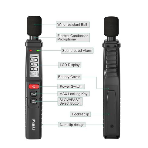 Decibel Meter, Digital Sound Level Meter 30-130 dB(A), Portable SPL Meter with Backlight LCD Display, Audio Noise Measure Device with MAX/MIN, Data Hold, Flashlight for Home Factory Office in Saudi Arabia