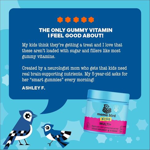 Best Nest Wellness Daily Bird Gummies Multivitamin, Methylfolate (Folic Acid), Methylcobalamin, Natural Whole Food Vitamins, 2 Gummy per Serving, Raspberry Flavor, 60 Ct in Saudi Arabia