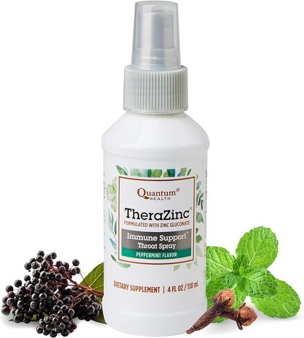 Quantum Health TheraZinc Oral Spray, Zinc Immune Support For Adults and Kids, Provides Throat Relief in a Soothing Liquid Zinc Spray, 4 Oz. in Saudi Arabia