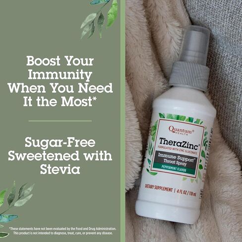 Quantum Health TheraZinc Oral Spray, Zinc Immune Support For Adults and Kids, Provides Throat Relief in a Soothing Liquid Zinc Spray, 4 Oz. in Saudi Arabia