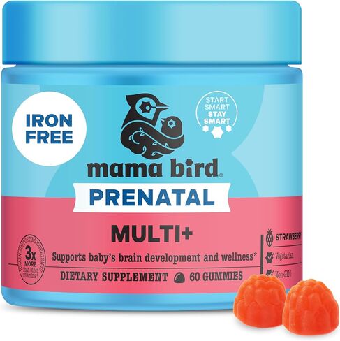 Best Nest Wellness Mama Bird Gummy Prenatal Vitamins, Methylfolate (Folic Acid), Natural Whole Food Blend, Vegan, 2 Gummies per Serving, Strawberry, Includes Bonus Healthy Pregnancy Secrets, 60 Ct in Saudi Arabia