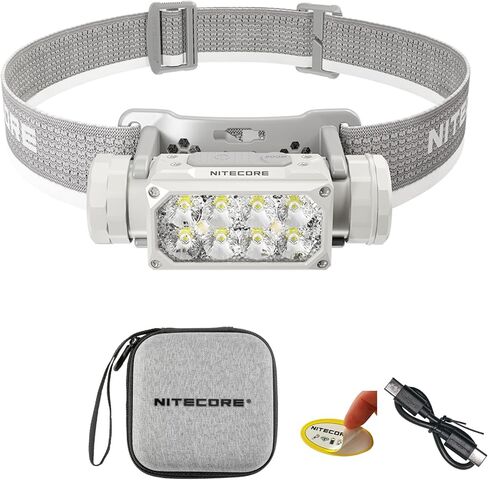Nitecore HC65 UHE 2000 Lumen مصباح أمامي معدني شديد التحمل، USB-C قابل لإعادة الشحن مع أضواء بيضاء وحمراء وقراءة للتخييم والمشي لمسافات طويلة والصيد والأعمال الصناعية مع منظم LumenTac in Kuwait