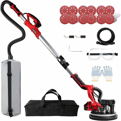 7" Handheld Drywall Sander 900W, 1400-2700RPM Portable Electric Wall Polishing Machine,Electric Sander with Vacuum, LED light, Collection Bag,Rough and fine Sanding,12 PCS Sanding Disc in Saudi Arabia