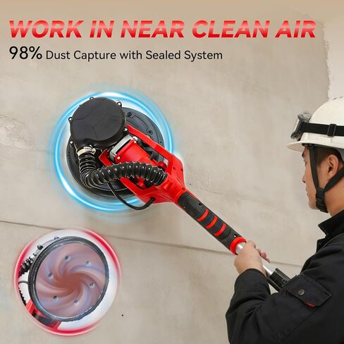 7" Handheld Drywall Sander 900W, 1400-2700RPM Portable Electric Wall Polishing Machine,Electric Sander with Vacuum, LED light, Collection Bag,Rough and fine Sanding,12 PCS Sanding Disc in Saudi Arabia