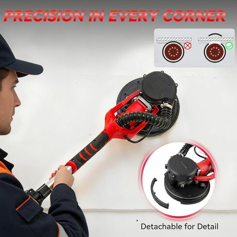 7" Handheld Drywall Sander 900W, 1400-2700RPM Portable Electric Wall Polishing Machine,Electric Sander with Vacuum, LED light, Collection Bag,Rough and fine Sanding,12 PCS Sanding Disc in Saudi Arabia