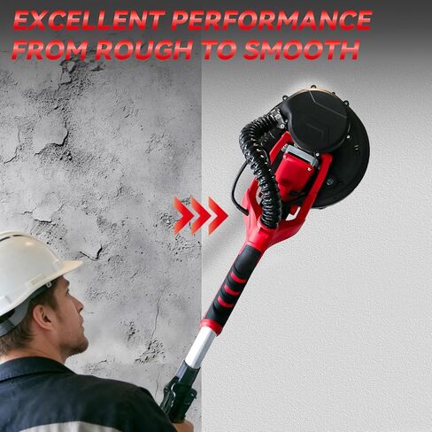 7" Handheld Drywall Sander 900W, 1400-2700RPM Portable Electric Wall Polishing Machine,Electric Sander with Vacuum, LED light, Collection Bag,Rough and fine Sanding,12 PCS Sanding Disc in Saudi Arabia
