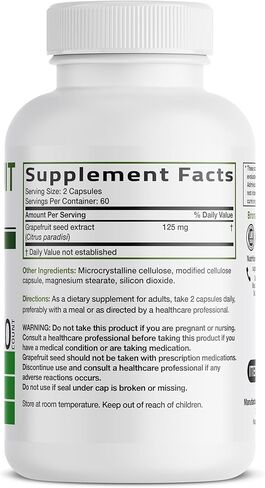 Bronson Grapefruit Seed Extract 500 MG per Serving Citrus Paradisi Supports Immune Health & Helps Maintain a Healthy Gastrointestinal Tract - Non-GMO, 120 Vegetarian Capsules in Saudi Arabia