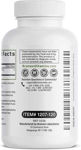 Bronson Grapefruit Seed Extract 500 MG per Serving Citrus Paradisi Supports Immune Health & Helps Maintain a Healthy Gastrointestinal Tract - Non-GMO, 120 Vegetarian Capsules in Saudi Arabia