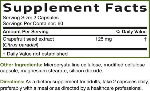 Bronson Grapefruit Seed Extract 500 MG per Serving Citrus Paradisi Supports Immune Health & Helps Maintain a Healthy Gastrointestinal Tract - Non-GMO, 120 Vegetarian Capsules in Saudi Arabia