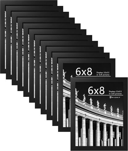Picrit A3 Picture Frame Set of 12, Display 8x11.5 with Mat or 11.7x16.5 Without Mat, Photo Frames for Wall Mounting Display, Black. in Kuwait