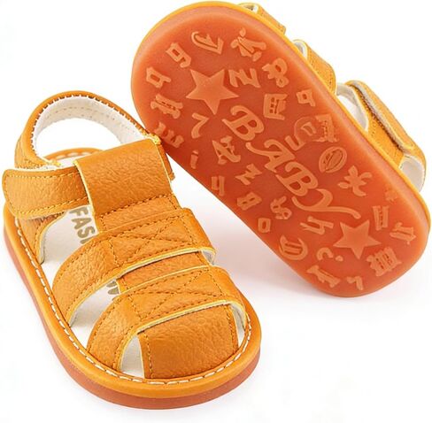 SOFMUO Baby Boys Girls Squeaky Sandals Non-Slip Soft Rubber Sole Closed Toe Infant Summer Outdoor Shoes Toddler First Walkers in Kuwait