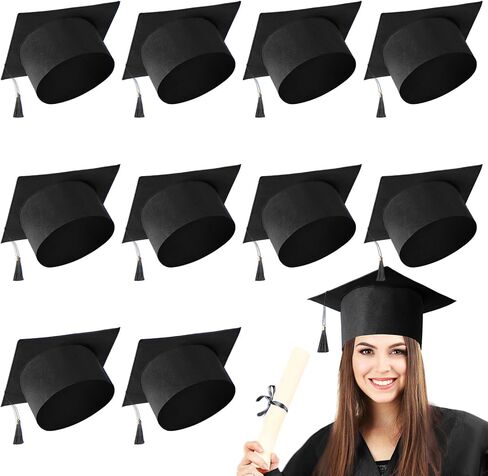 10 Pcs Adult Graduation Cap with Tassel Felt Unisex Grad Hat for Bachelor Master School College Costume Accessory in Saudi Arabia