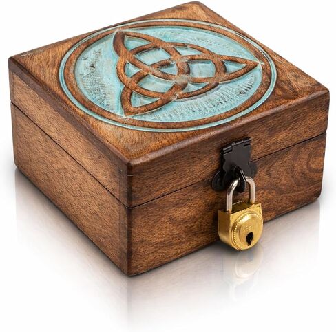 Birthday Gifts Handmade Decorative Wooden Jewelry Box With Lock & Key Jewelry Organizer Keepsake Box Treasure Chest Trinket Holder Watch Box Storage Box Housewarming Gifts (Brown) in Saudi Arabia