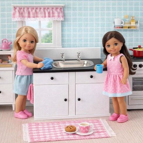 Dollhouse Kitchen Sink, Miniature Dolls House Cabinet, Countertop, White 1/12 Scale, Farmhouse in Saudi Arabia