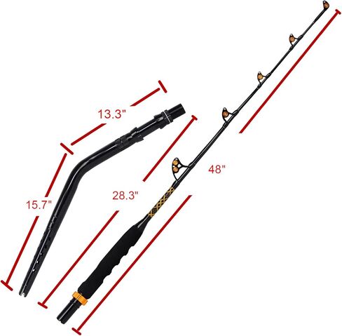 Fiblink Bent Butt Fishing Rod 2 Piece Saltwater Offshore Trolling Rod Big Game Deep Drop Rod Conventional Boat Fishing Pole (5'6"/6'/6'6",80-120lbs/120-200lbs) in Saudi Arabia