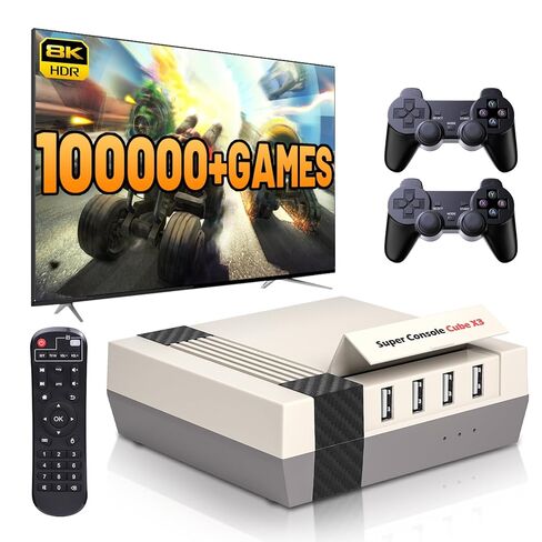 وحدة تحكم ألعاب Kinhank Super Console Cube X3 Retro مع أكثر من 100000 لعبة، أنظمة EmuELEC 4.5/Android 9.0/CoreE 3 في 1,2.4G+5G، BT 4.0، متوافقة مع أكثر من 65 محاكيًا in Saudi Arabia