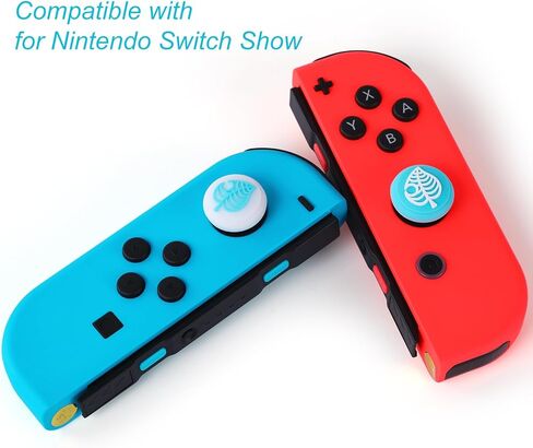 قبعات قبضة الإبهام اللطيفة من Tscope لجهاز تحكم Nintendo Switch/Lite/OLED، لعصا التحكم على شكل أوراق Kawaii لعبور الحيوانات، أغطية عصا السيليكون الناعمة التناظرية لـ NS Joy Cons (ورقة زرقاء وخضراء) in Kuwait