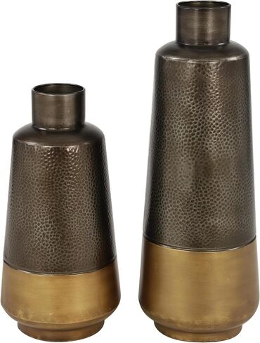 The Novogratz Metal Vase with Gold Base, Set of 2 20", 15"H, Dark Gray in Saudi Arabia