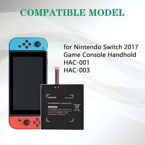 ASDAWN HDH-003 Battery Replacement for Nintendo Switch Lite Game Console HDH-001 HDH-003, Battery for Nintendo Switch Lite Game Player 3570mAh HDH-A-BPHAT-CO with Repair Tool Kit in Saudi Arabia