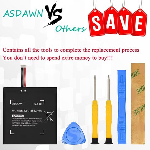 ASDAWN HDH-003 Battery Replacement for Nintendo Switch Lite Game Console HDH-001 HDH-003, Battery for Nintendo Switch Lite Game Player 3570mAh HDH-A-BPHAT-CO with Repair Tool Kit in Saudi Arabia