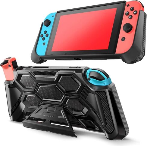 Mumba Protective Case for Nintendo Switch 1 (2017 Release), [Battle Series] [Built-in Kickstand] Heavy Duty Grip Cover for Nintendo Switch Console with Comfort Padded Hand Grips (Black) in Kuwait
