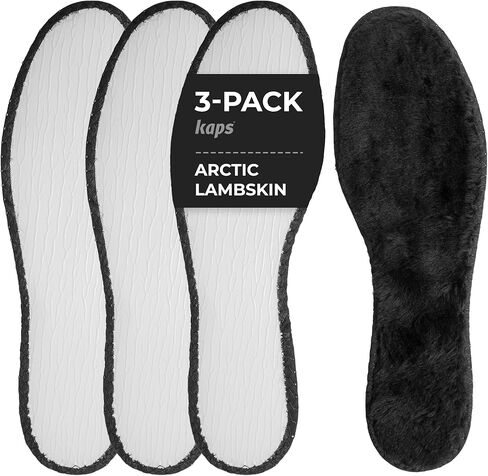 Arctic Lambskin Winter Shoe Insoles Set, 3 Pairs of Soft Bristle and Cotton Edge Shoe Inserts for Men & Women, Very Warm, 3 Pair Set, by Kaps (39 EUR / L8 US) in Saudi Arabia