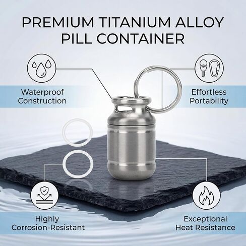 Pill Box Case Alloy Pill Waterproof Medicine Box Case Keychain Holder Container Bottle (s) in Saudi Arabia